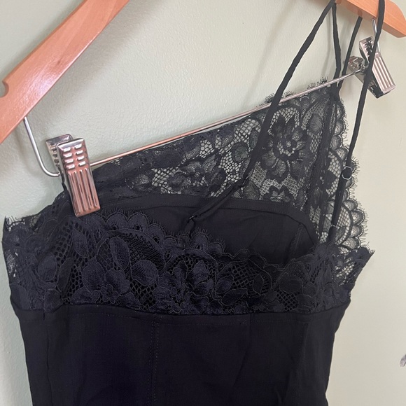Free People Black Lace Detailing Bodycon One Shoulder  Dress Womens S - Picture 3 of 5